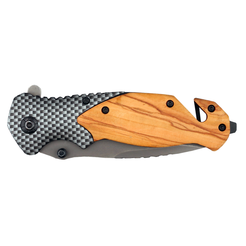 Couteau LE GLADIATEUR avec mitre façon carbone.