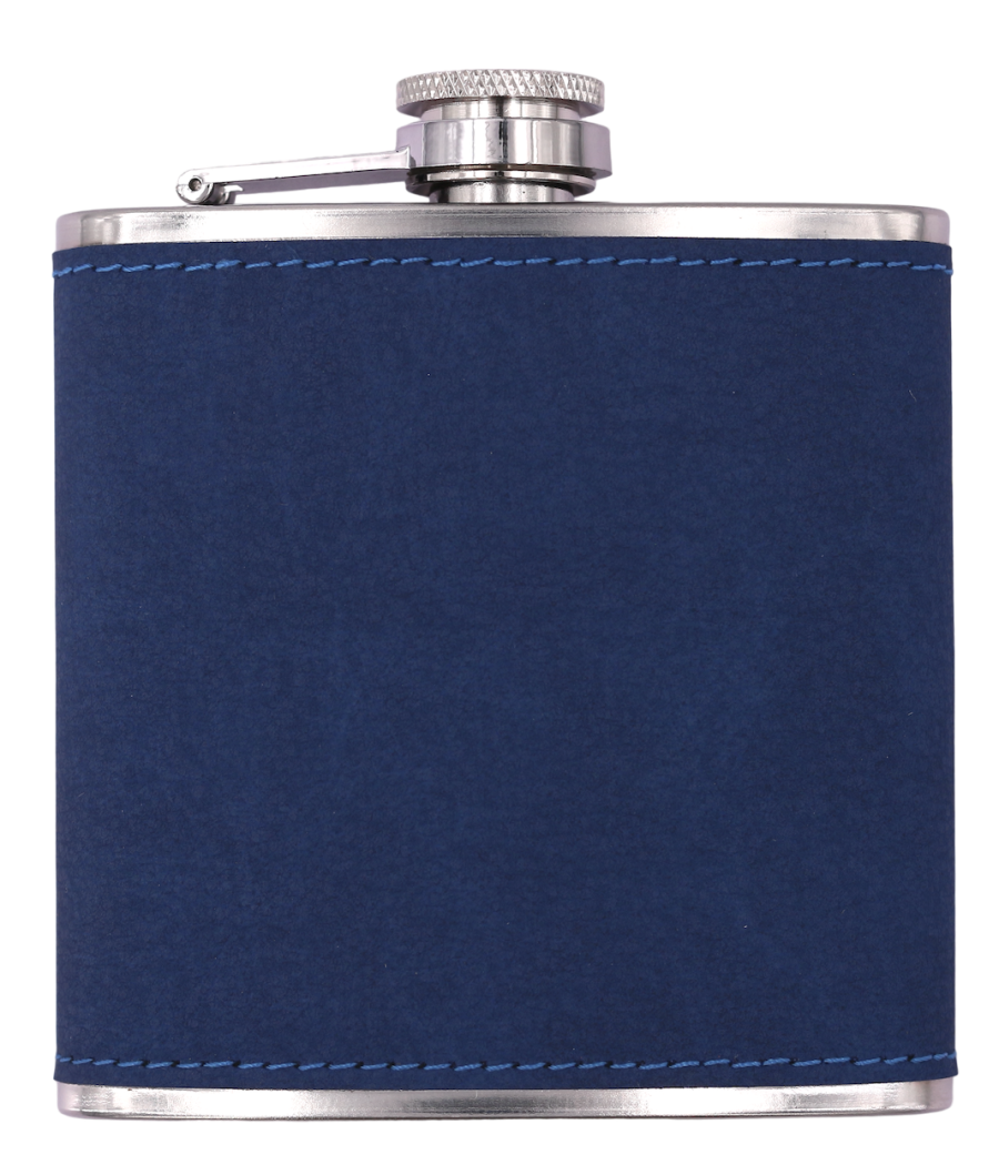 Flasque Gainée PU Bleue touché Nubuck